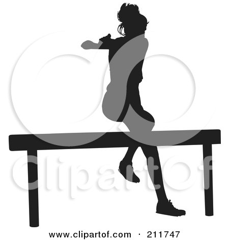 Royalty-Free (RF) Clipart Illustration of a Black Silhouetted Woman Leaping Over A Hurdle On A Track by Paulo Resende