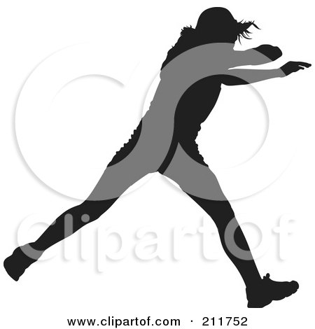 Royalty-Free (RF) Clipart Illustration of a Black Silhouetted Track Athlete Running by Paulo Resende