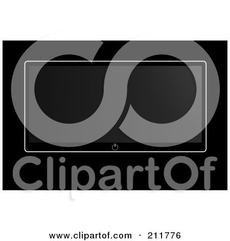 Royalty-Free (RF) Clipart Illustration of a Modern Black Flatscreen Television On Black by oboy