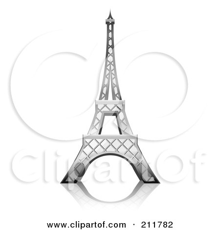 Royalty-Free (RF) Clipart Illustration of a 3d Eiffel Tower With A Reflection by Oligo