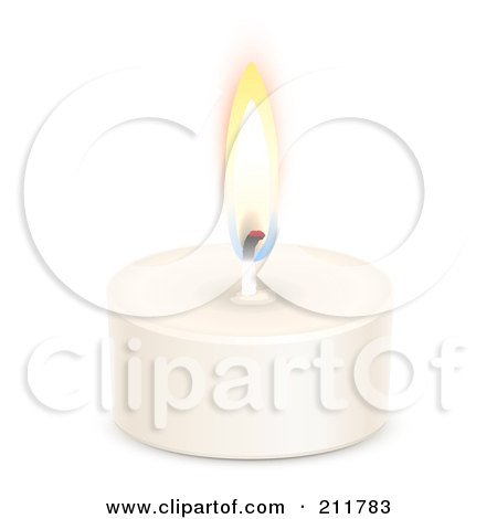 Royalty-Free (RF) Clipart Illustration of a 3d Tealight Candle With A Lit Flame by Oligo