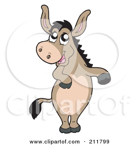 Royalty-Free (RF) Clipart Illustration of a Cute Donkey Standing And Gesturing by visekart