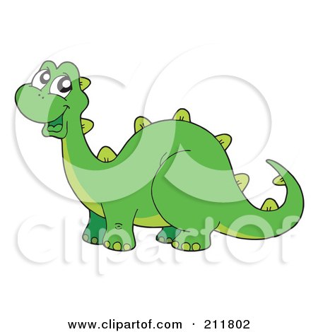 Royalty-Free (RF) Clipart Illustration of a Happy Green Dinosaur Smiling by visekart