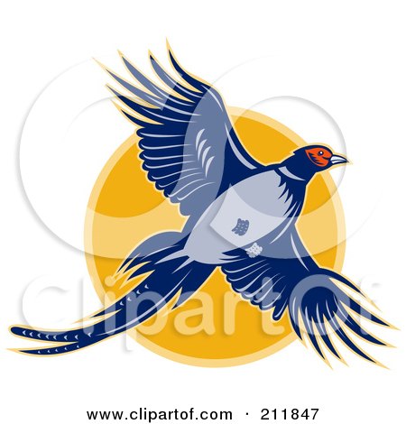 Royalty-Free (RF) Clipart Illustration of a Flying Pheasant Logo by patrimonio