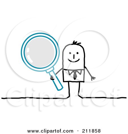 Royalty-Free (RF) Clipart Illustration of a Stick Businessman Holding A Magnifying Glass by NL shop