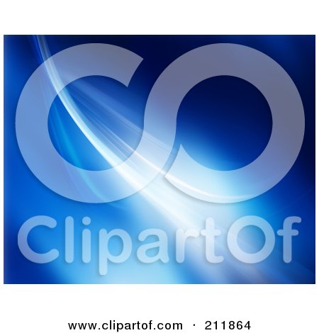 Royalty-Free (RF) Clipart Illustration of a Blue Background With Smooth White Lights Flowing by KJ Pargeter