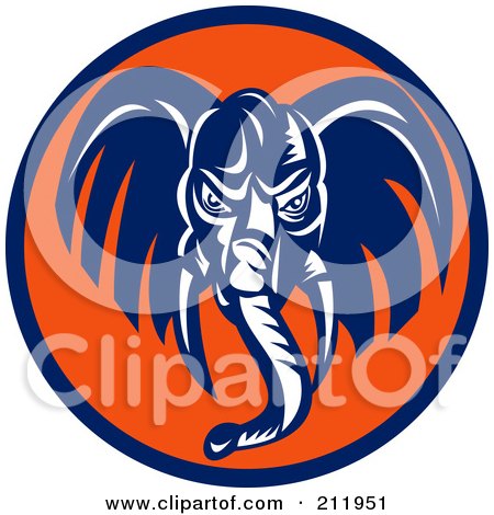 Royalty-Free (RF) Clipart Illustration of a Blue Elephant Face Logo by patrimonio