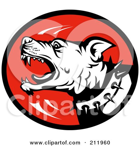 Royalty-Free (RF) Clipart Illustration of a Mean Barking Dog Logo by patrimonio