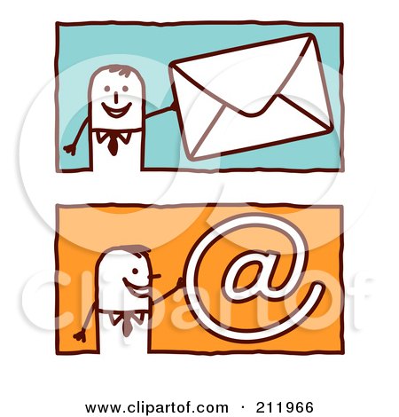 Royalty-Free (RF) Clipart Illustration of a Digital Collage Of Stick Business Men With Email by NL shop