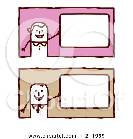 Royalty-Free (RF) Clipart Illustration of a Digital Collage Of A Stick Business Man And Woman With Blank Signs by NL shop