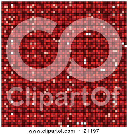 Clipart Illustration of a Red Background Of Shiny Disco Mosaic Squares by elaineitalia