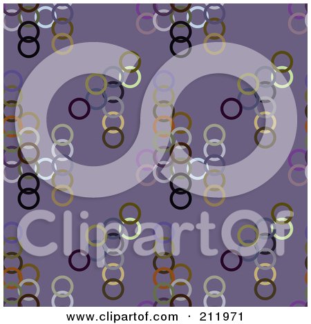 Royalty-Free (RF) Clipart Illustration of a Seamless Repeat Background Of Colorful Circles On Purple by chrisroll