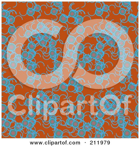 Royalty-Free (RF) Clipart Illustration of a Seamless Repeat Background Of Blue Bubbles On Orange by chrisroll