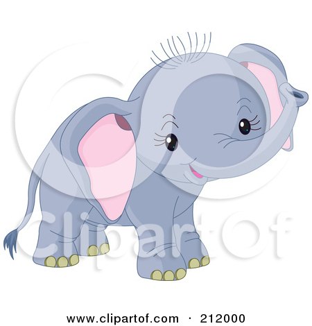 Royalty-Free (RF) Clipart Illustration of a Cute Baby Boy Elephant Smiling by Pushkin