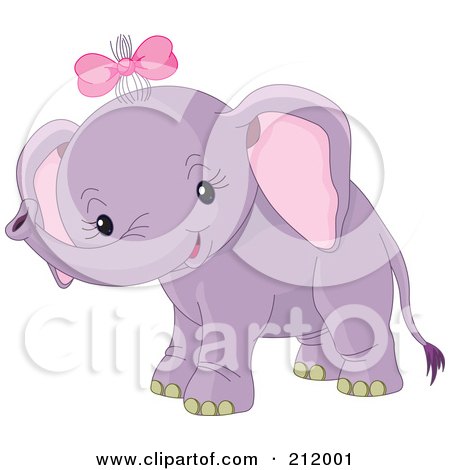 Royalty-Free (RF) Clipart Illustration of a Cute Baby Girl Elephant Smiling by Pushkin
