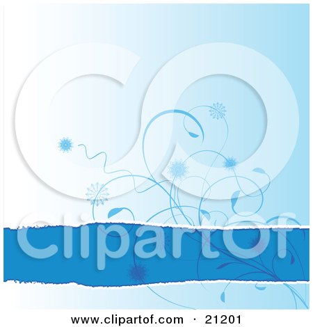 Clipart Illustration of a Curly Pant With Flowers Over A Blue Wintry Background At A Lake by elaineitalia
