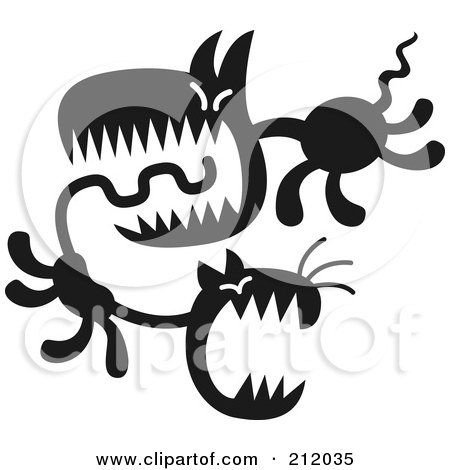 Royalty-Free (RF) Clipart Illustration of an Abstract Mean Dog Chasing A Cat by Zooco