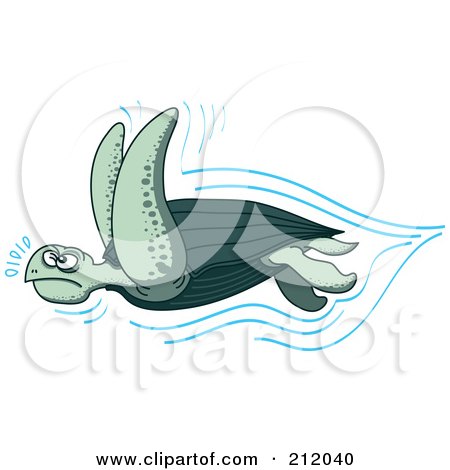 Royalty-Free (RF) Clipart Illustration of a Fast Swimming Sea Turtle by Zooco