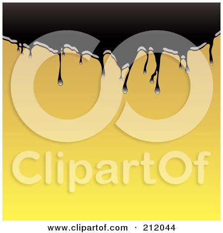 Royalty-Free (RF) Clipart Illustration of Black Oil Spilling Down Over Yellow by michaeltravers