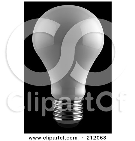 Royalty-Free (RF) Clipart Illustration of a 3d Reflective White Light Bulb On Black by stockillustrations