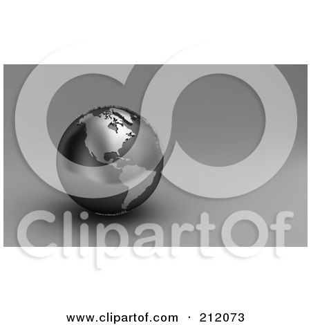 Royalty-Free (RF) Clipart Illustration of a 3d Black And Silver Globe Of The Americas On Gray by stockillustrations