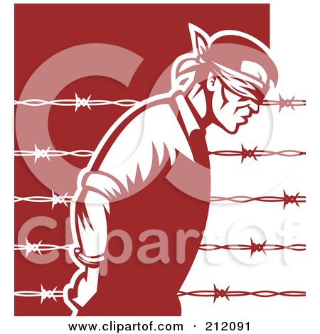 Royalty-Free (RF) Clipart Illustration of a Prisoner Of War Blindfolded by patrimonio