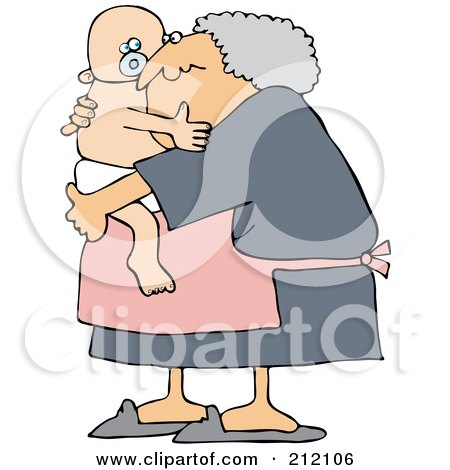 Royalty-Free (RF) Clipart Illustration of a Baby Boy Hugging His Granny by djart