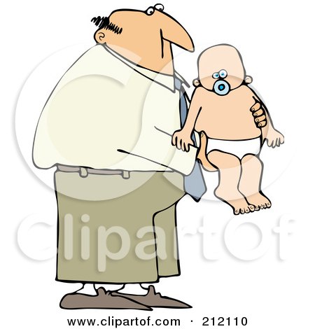 Royalty-Free (RF) Clipart Illustration of a Father Holding A Baby In A Diaper by djart