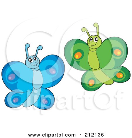 Royalty-Free (RF) Clipart Illustration of a Digital Collage Of Two Butterflies - 4 by visekart