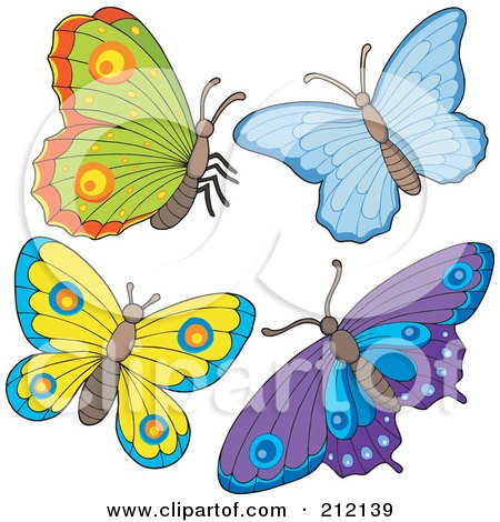 Royalty-Free (RF) Clipart Illustration of a Digital Collage Of Four Butterflies - 2 by visekart