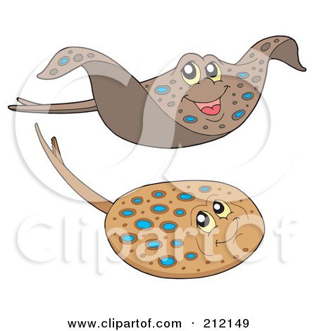 Royalty-Free (RF) Clipart Illustration of a Digital Collage Of Eagle And Blue Spotted Rays by visekart