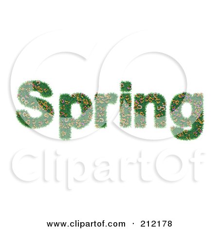 Royalty-Free (RF) Clipart Illustration of a 3d Word Spring Made Of Flowers And Grass by ShazamImages
