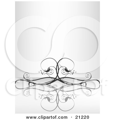 Clipart Illustration of an Elegant Curly Vine Over A Reflective Surface by elaineitalia