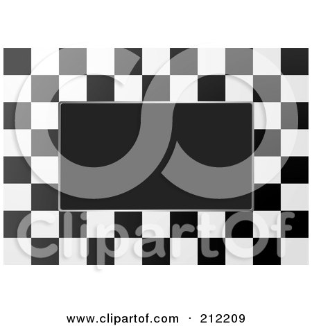 Royalty-Free (RF) Clipart Illustration of a Black And White Checkers Over Black - 1 by michaeltravers