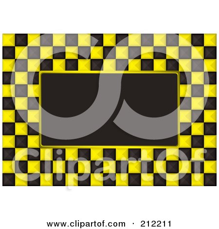 Royalty-Free (RF) Clipart Illustration of a Yellow And White Checkers Over Black by michaeltravers