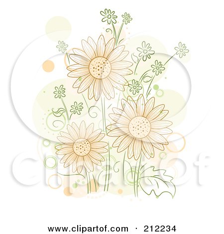 Royalty-Free (RF) Clipart Illustration of a Group Of Orange Flowers With Orange And Beige Spots by BNP Design Studio