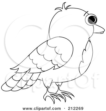 Royalty-Free (RF) Clipart Illustration of a Profile Of An Outlined Bird by Pams Clipart