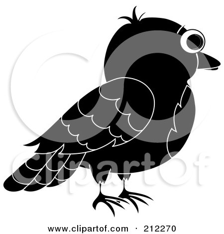 Royalty-Free (RF) Clipart Illustration of a Profile Of A Black And White Bird by Pams Clipart