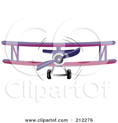 Royalty-Free (RF) Clipart Illustration of a Purple Biplane In Flight by Pams Clipart
