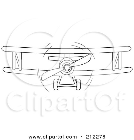 Royalty-Free (RF) Clipart Illustration of a Black And White Biplane In Flight by Pams Clipart