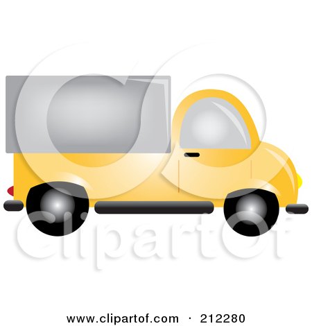 Royalty-Free (RF) Clipart Illustration of a Yellow Delivery Truck In Profile by Pams Clipart