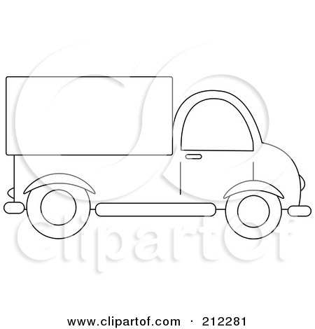 Royalty-Free (RF) Clipart Illustration of a Coloring Page Outline Of A Delivery Truck In Profile by Pams Clipart