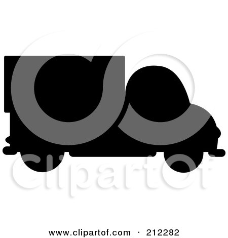 Royalty-Free (RF) Clipart Illustration of a Black Silhouetted Delivery Truck In Profile by Pams Clipart