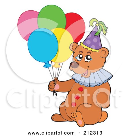 Royalty-Free (RF) Clipart Illustration of a Party Bear Holding Balloons by visekart