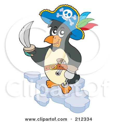 Royalty-Free (RF) Clipart Illustration of a Cute Penguin Pirate Holding ...