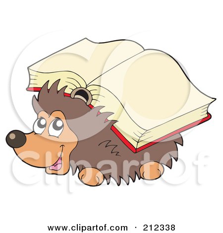 Royalty-Free (RF) Clipart Illustration of a Cute Hedgehog Carrying A Book On His Back by visekart