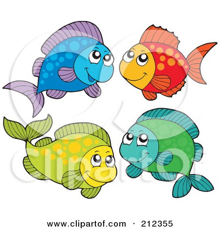 Royalty-Free (RF) Clipart Illustration of a Digital Collage Of Four Marine Fish - 1 by visekart