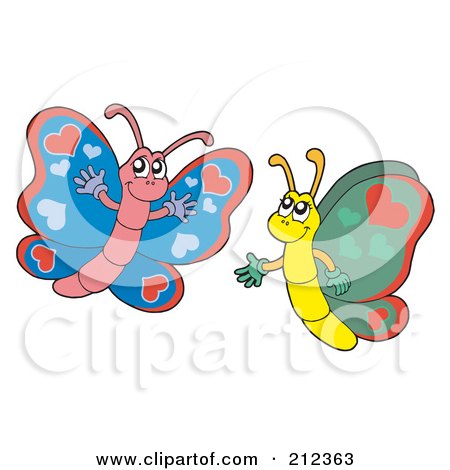 Royalty-Free (RF) Clipart Illustration of a Digital Collage Of Two Butterflies - 1 by visekart