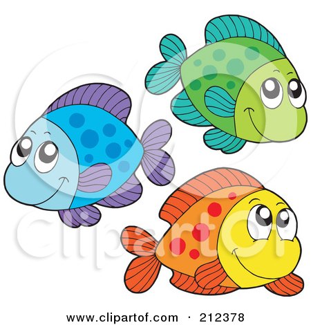 Royalty-Free (RF) Clipart Illustration of a Digital Collage Of Three Spotted Fish by visekart