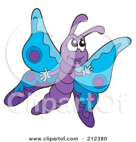 Royalty-Free (RF) Clipart Illustration of a Cute Purple And Blue Butterfly Flying by visekart